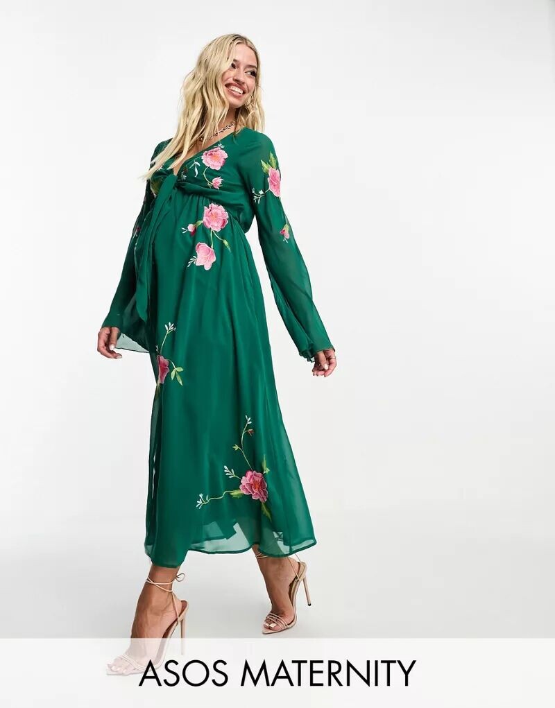 Зеленое платье миди ASOS Design Maternity с завязкой спереди, застежкой на пуговицы и цветочной вышивкой
Зеленое платье миди ASOS Design Maternity с завязкой спереди, застежкой на пуговицы и цветочной вышивкой
