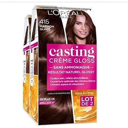 Краска для волос L'Oreal Paris Тон-он-Тон без аммиака 2 шт. 415 Marron Glace, Casting Creme Gloss
Краска для волос L'Oreal Paris Тон-он-Тон без аммиака 2 шт. 415 Marron Glace, Casting Creme Gloss