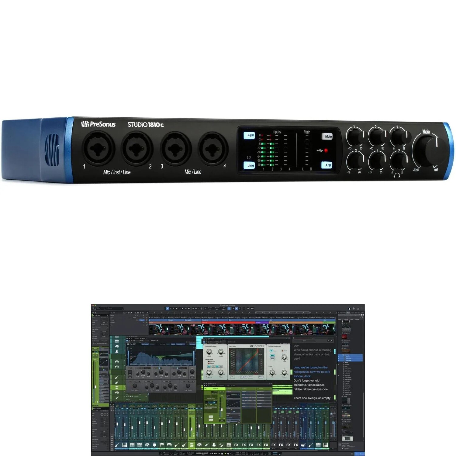 Аудиоинтерфейс PreSonus Studio 1810c USB-C и пакет обновлений Studio One 6 Professional
Аудиоинтерфейс PreSonus Studio 1810c USB-C и пакет обновлений Studio One 6 Professional