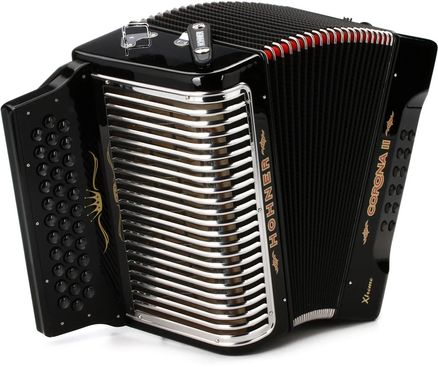 Аккордеон Hohner Corona II Xtreme Diatonic - Клавиши F/Bb/Eb - Черный как смоль
Аккордеон Hohner Corona II Xtreme Diatonic - Клавиши F/Bb/Eb - Черный как смоль
