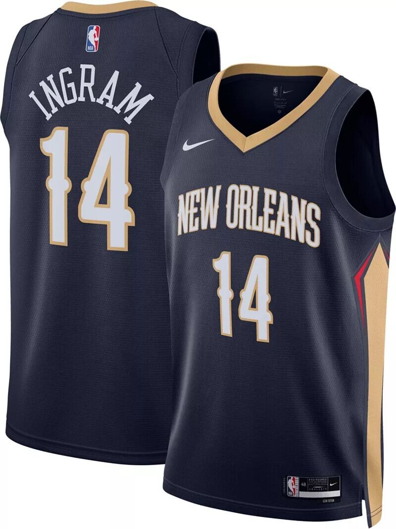 Мужская футболка Nike New Orleans Pelicans Brandon Ingram № 14 темно-синего цвета Dri-FIT Swingman
Мужская футболка Nike New Orleans Pelicans Brandon Ingram № 14 темно-синего цвета Dri-FIT Swingman