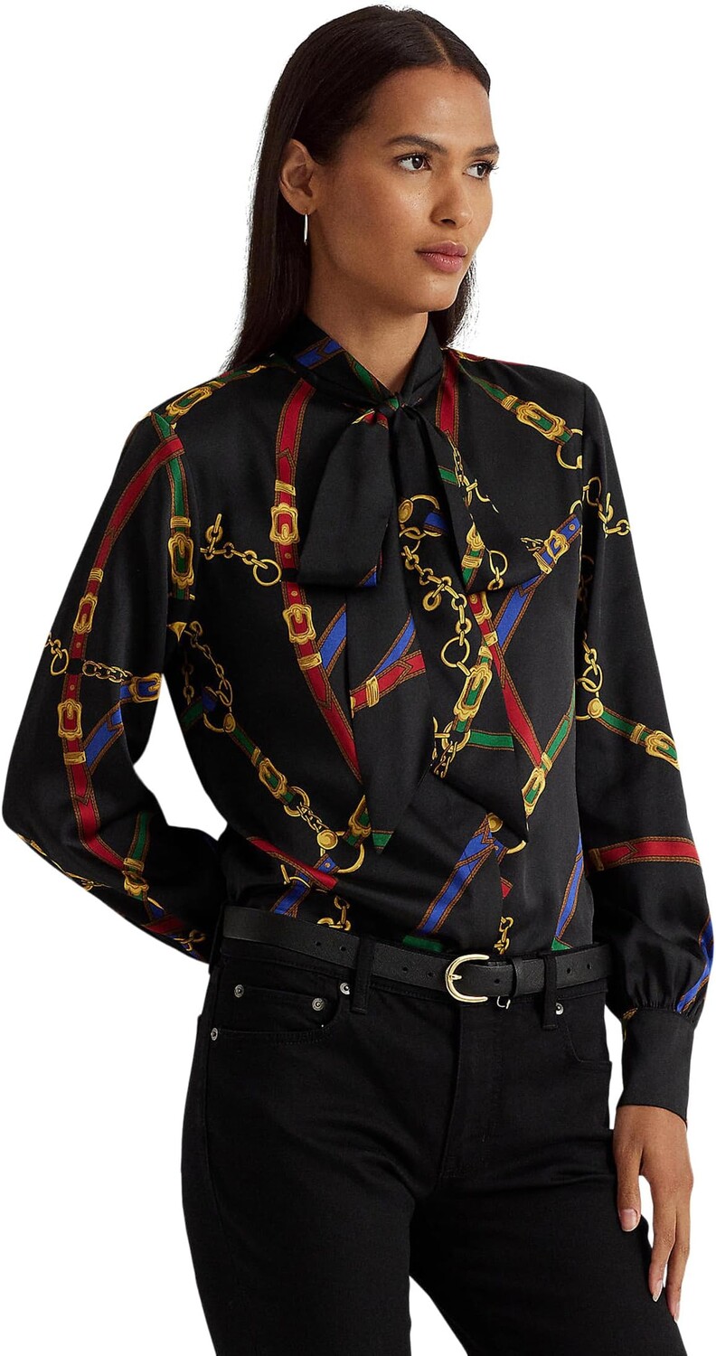 Саржевая блузка с поясом и принтом LAUREN Ralph Lauren, цвет Black/Blue Multi
Саржевая блузка с поясом и принтом LAUREN Ralph Lauren, цвет Black/Blue Multi