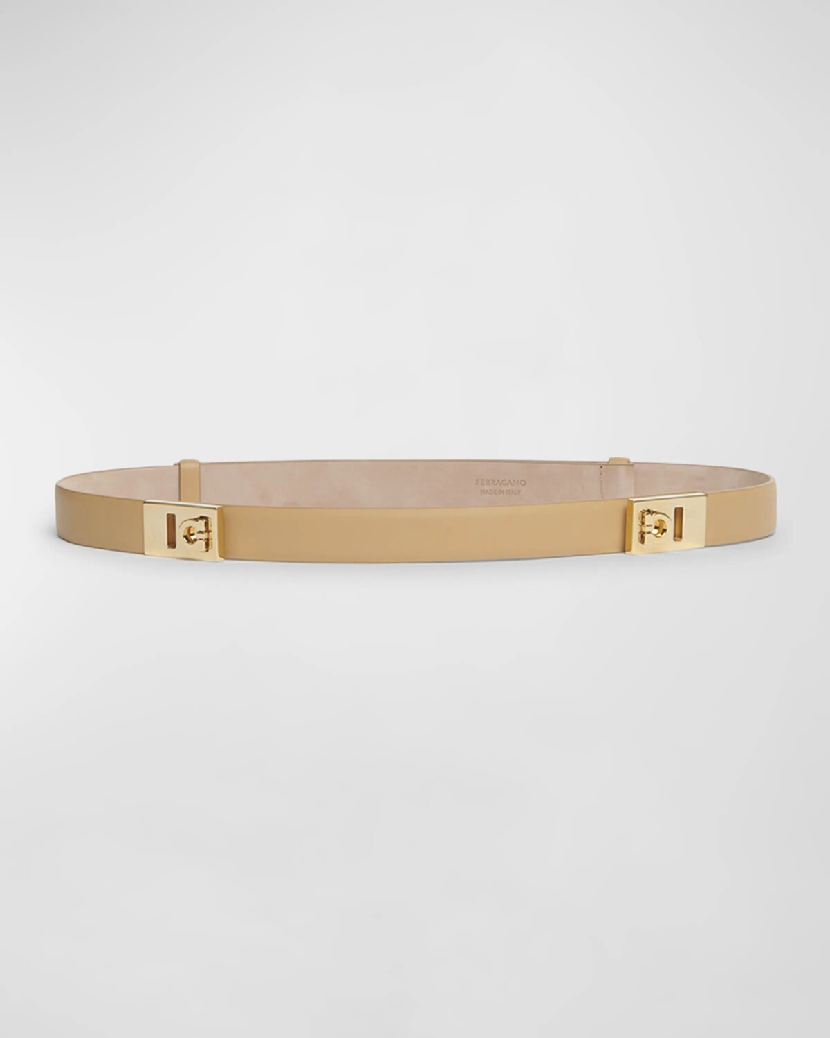 Кожаный ремень Hug с двойной пряжкой Gancini Ferragamo, цвет Light Camel Naturale Beige Tortora
Кожаный ремень Hug с двойной пряжкой Gancini Ferragamo, цвет Light Camel Naturale Beige Tortora