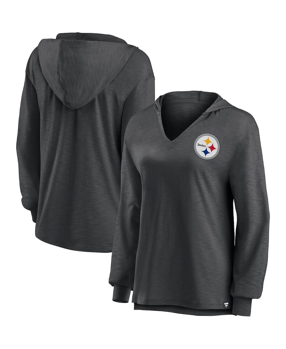 Женский черный пуловер с капюшоном Pittsburgh Steelers с v-образным вырезом и логотипом Fanatics, черный
Женский черный пуловер с капюшоном Pittsburgh Steelers с v-образным вырезом и логотипом Fanatics, черный