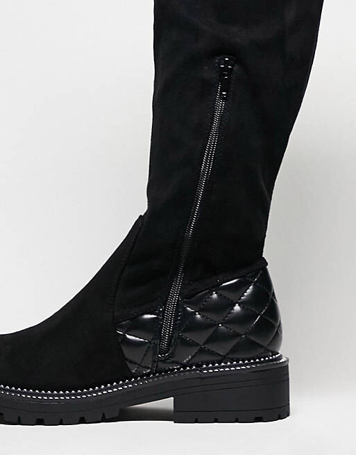 Черные стеганые ботфорты из искусственной замши River Island Wide Fit, Черный
Черные стеганые ботфорты из искусственной замши River Island Wide Fit, Черный