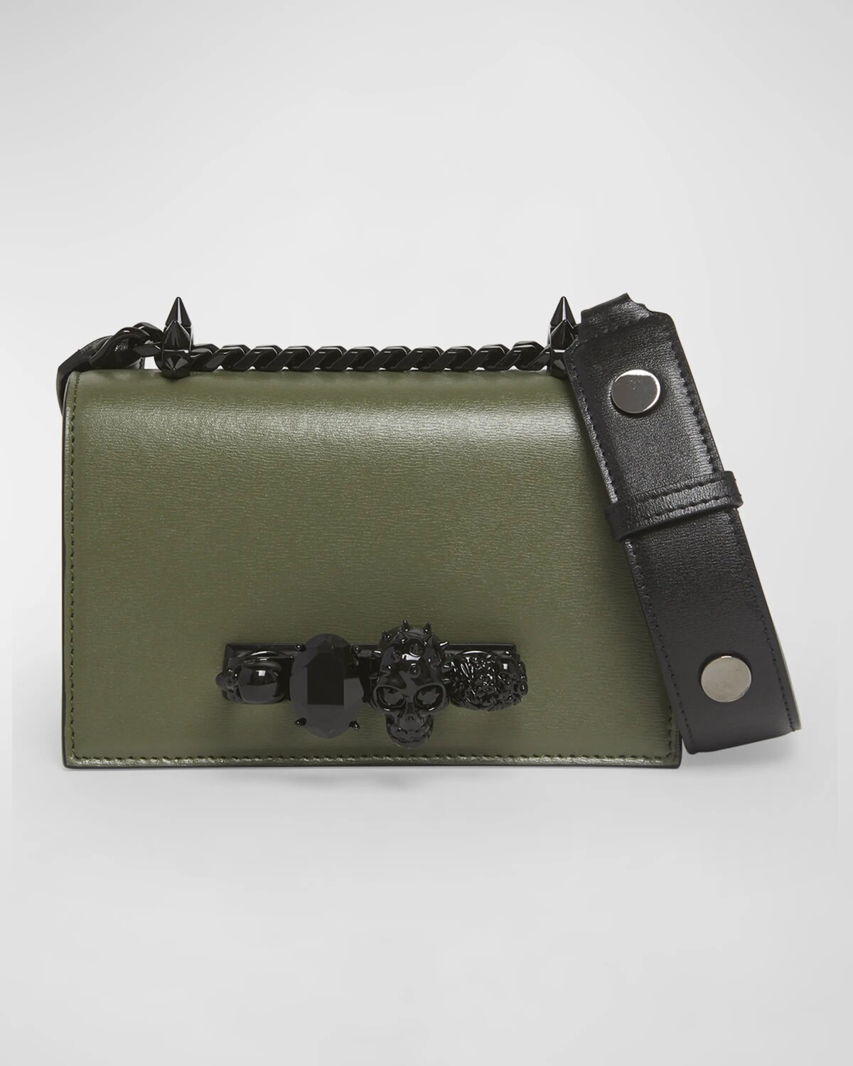 Кожаная сумка через плечо Mini Skull Jewel Alexander McQueen, цвет Khaki Green Black
Кожаная сумка через плечо Mini Skull Jewel Alexander McQueen, цвет Khaki Green Black