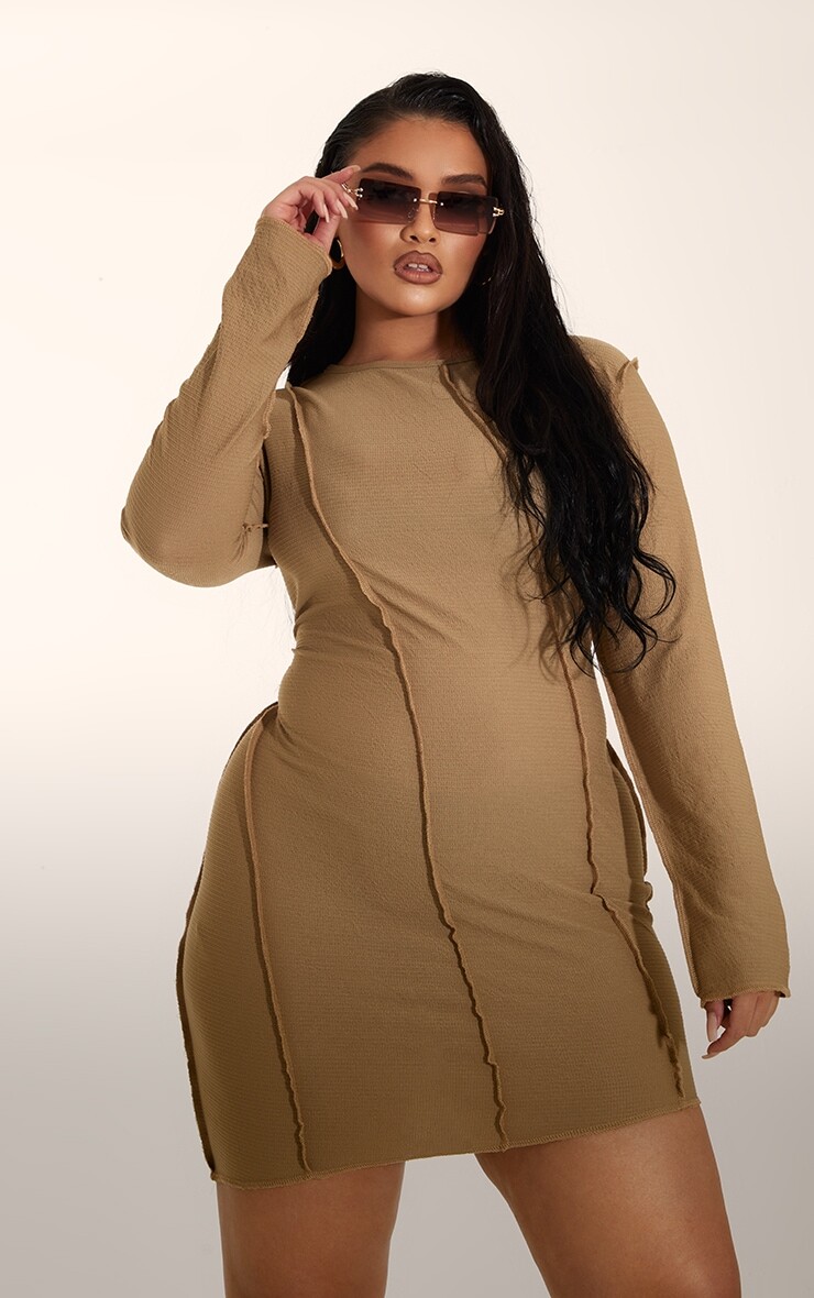 PrettyLittleThing Облегающее платье с длинными рукавами и оверлочным швом Plus Stone
PrettyLittleThing Облегающее платье с длинными рукавами и оверлочным швом Plus Stone