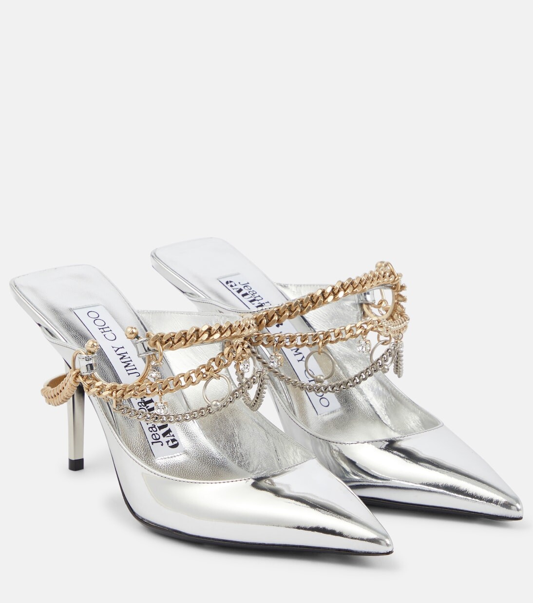 Кожаные туфли-лодочки с пяткой на пятке и декором из коллекции x jean paul gaultier Jimmy Choo, серебро
Кожаные туфли-лодочки с пяткой на пятке и декором из коллекции x jean paul gaultier Jimmy Choo, серебро