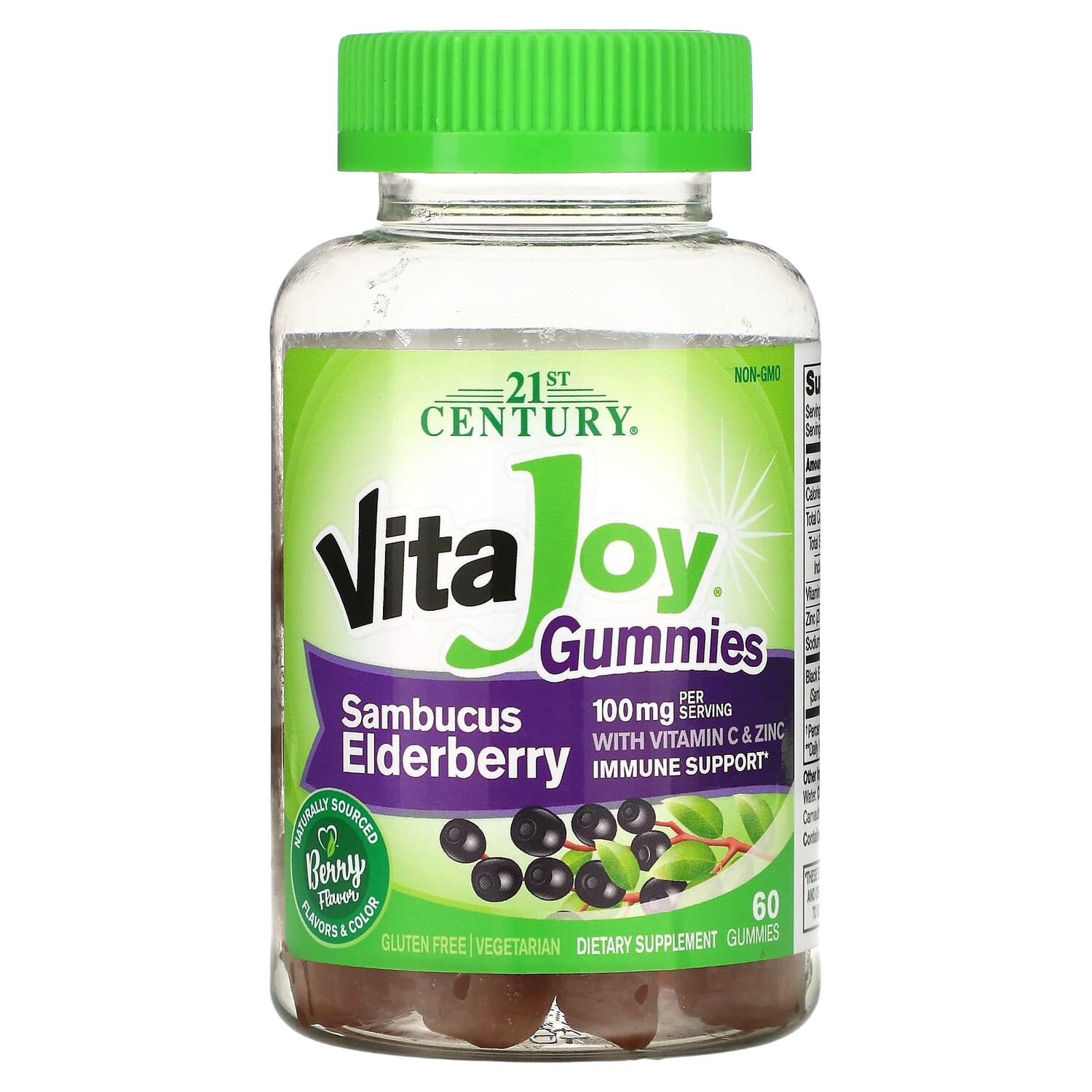 VitaJoy Gummies, со вкусом бузины, 60 вегетарианских жевательных мармеладок, 21st Century
VitaJoy Gummies, со вкусом бузины, 60 вегетарианских жевательных мармеладок, 21st Century