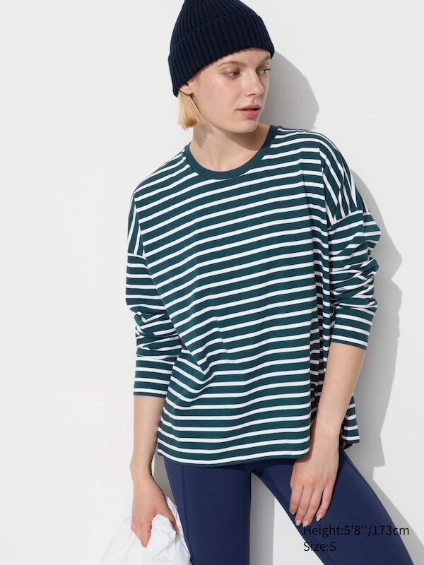 Футболка оверсайз из гладкого хлопка в полоску, с длинным рукавом Uniqlo, зеленый
Футболка оверсайз из гладкого хлопка в полоску, с длинным рукавом Uniqlo, зеленый