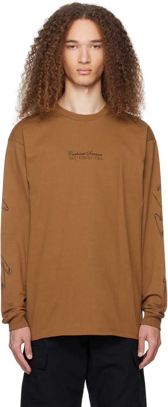 Коричневая футболка с длинным рукавом с английской булавкой Carhartt Work In Progress
Коричневая футболка с длинным рукавом с английской булавкой Carhartt Work In Progress
