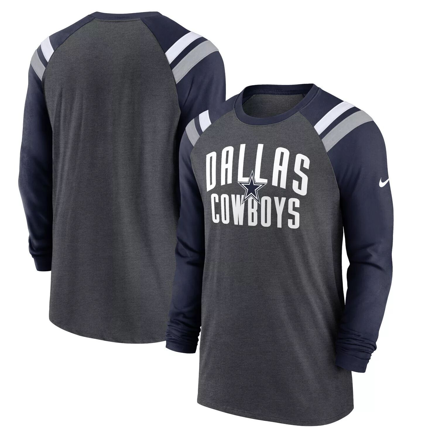 Мужская спортивная модная футболка с длинными рукавами и принтом реглан Dallas Cowboys Tri-Blend Nike
Мужская спортивная модная футболка с длинными рукавами и принтом реглан Dallas Cowboys Tri-Blend Nike