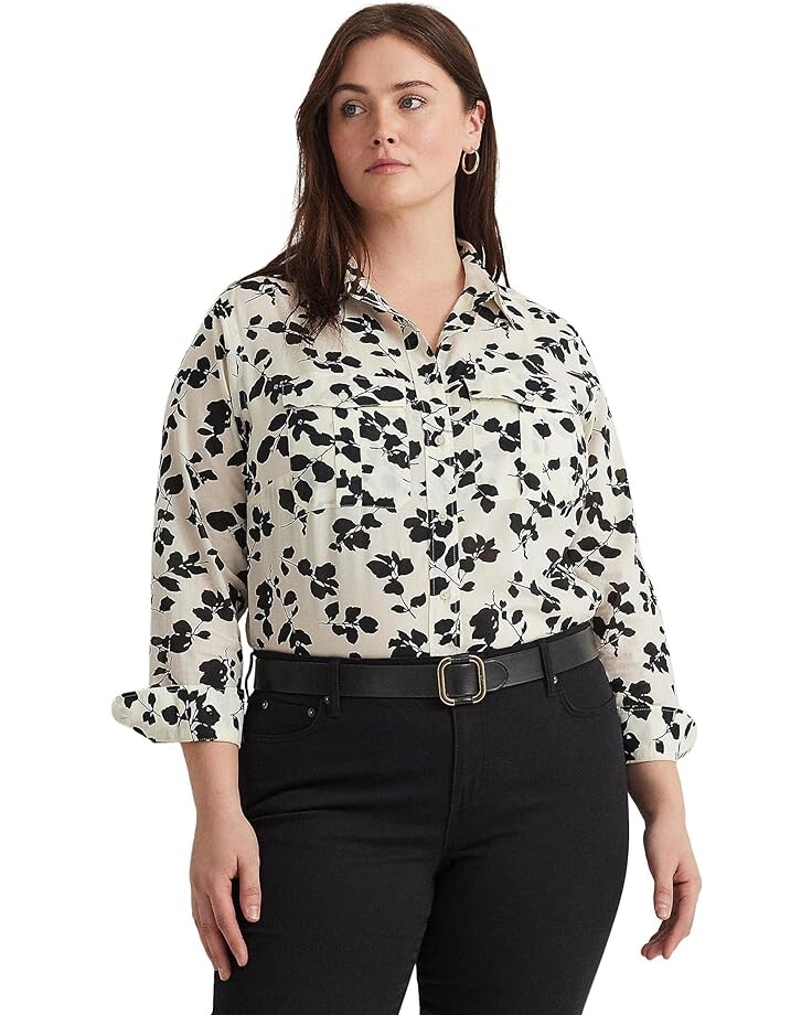 Рубашка LAUREN Ralph Lauren Plus-Size Classic Fit Leaf-Print Voile Shirt, цвет Cream/Black
Рубашка LAUREN Ralph Lauren Plus-Size Classic Fit Leaf-Print Voile Shirt, цвет Cream/Black