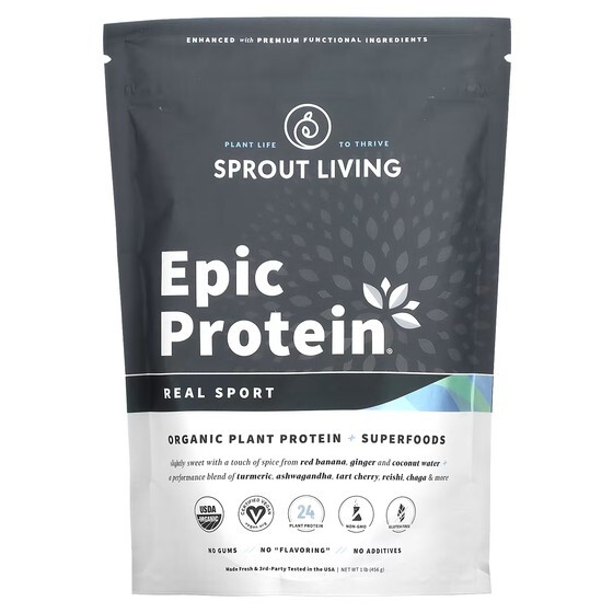 Протеиновый порошок Sprout Living Epic Protein органический растительный белок + суперпродукты Real Sport, 456г
Протеиновый порошок Sprout Living Epic Protein органический растительный белок + суперпродукты Real Sport, 456г