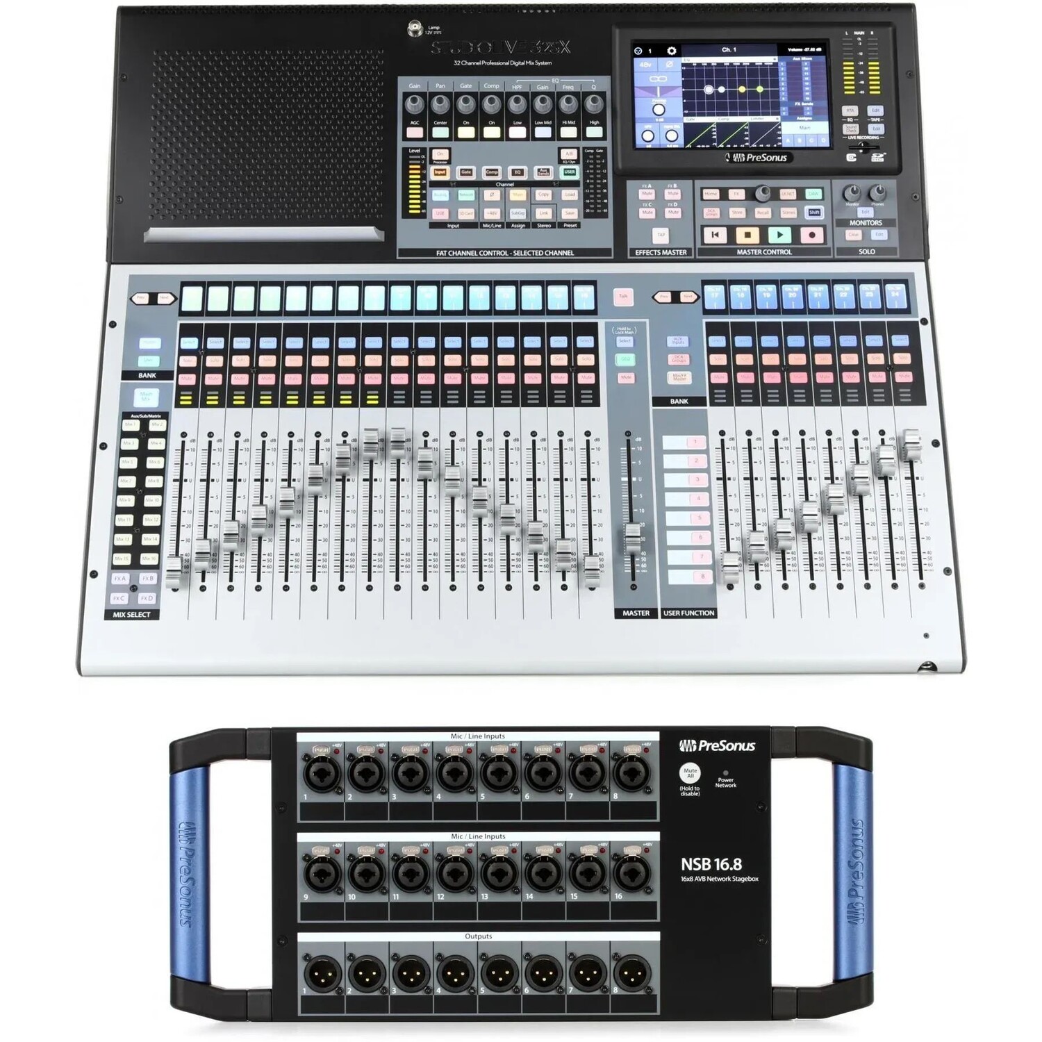 Комплект 32-канального цифрового микшера PreSonus StudioLive 32SX и сетевого сценического блока NSB16.8 AVB
Комплект 32-канального цифрового микшера PreSonus StudioLive 32SX и сетевого сценического блока NSB16.8 AVB