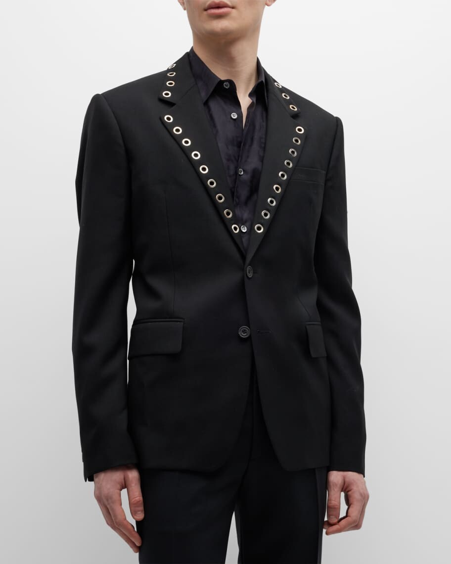 Мужское спортивное пальто из шерсти с металлическими люверсами Alexander McQueen
Мужское спортивное пальто из шерсти с металлическими люверсами Alexander McQueen