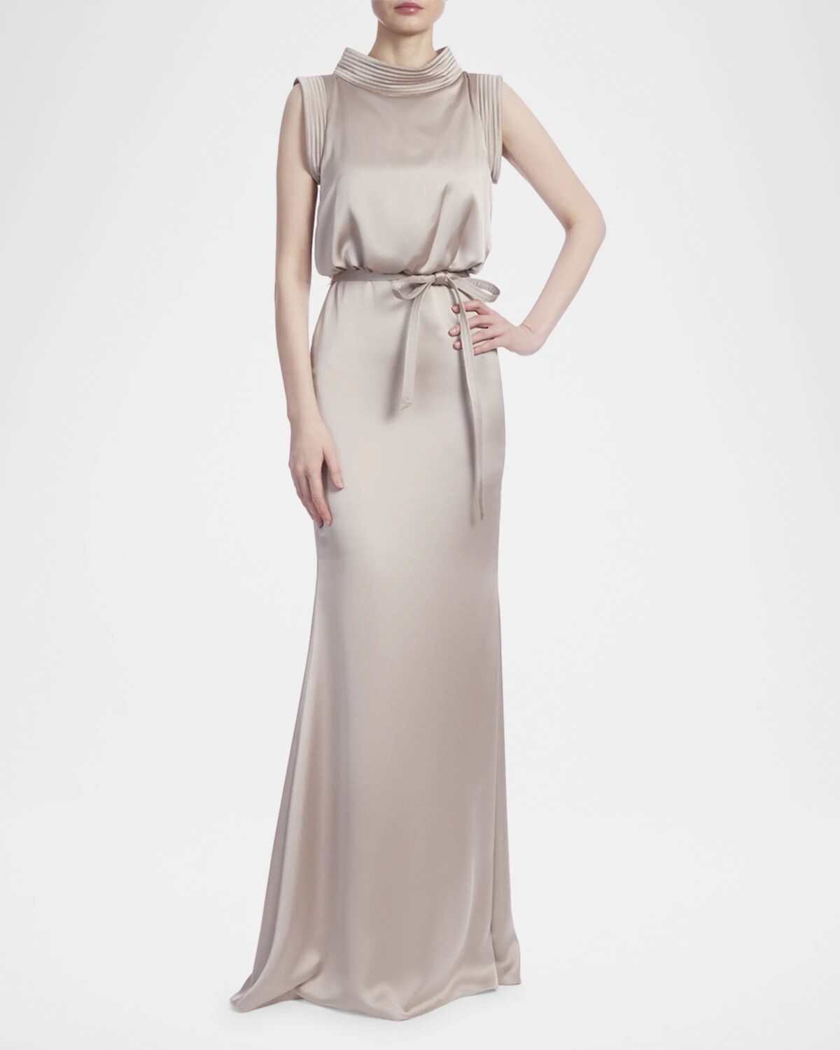 Атласное платье-колонна без рукавов с отстрочкой Badgley Mischka Collection, золотой
Атласное платье-колонна без рукавов с отстрочкой Badgley Mischka Collection, золотой