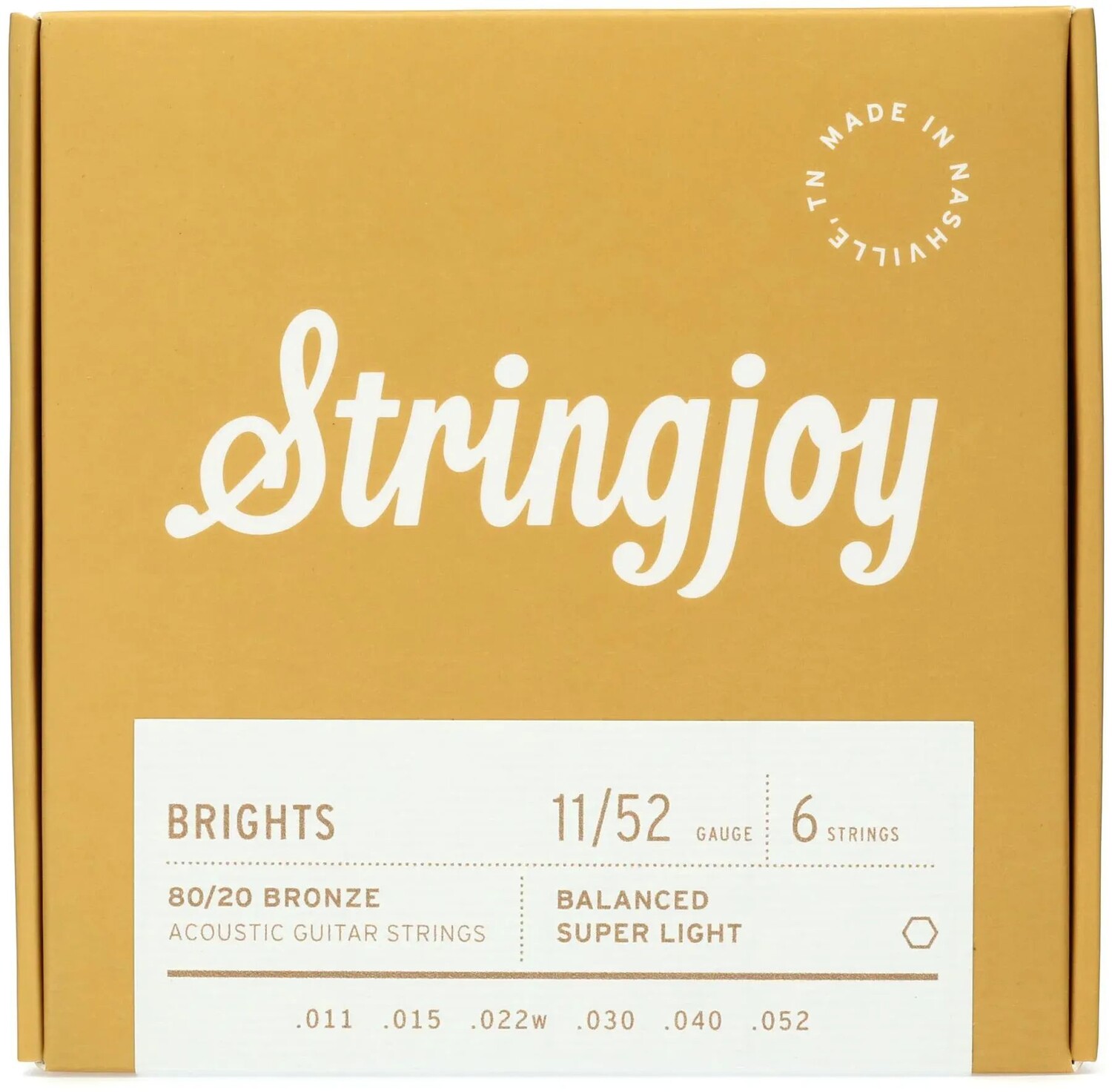 Stringjoy Brights 80/20 Бронзовые струны для акустической гитары — сверхлегкий калибр (.011–.052)
Stringjoy Brights 80/20 Бронзовые струны для акустической гитары — сверхлегкий калибр (.011–.052)