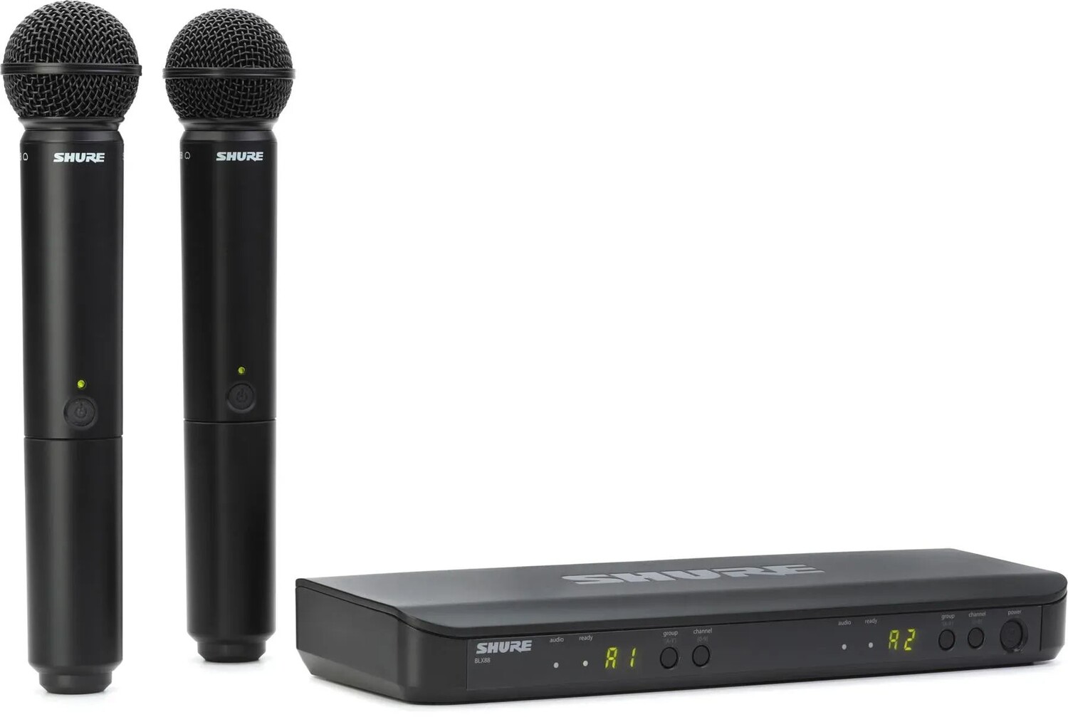 Двухканальная беспроводная ручная микрофонная система Shure BLX288/SM58 — ремешок J11 с черной решеткой
Двухканальная беспроводная ручная микрофонная система Shure BLX288/SM58 — ремешок J11 с черной решеткой