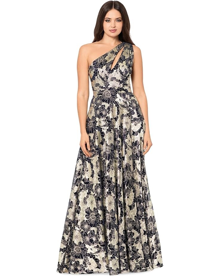 Платье Betsy & Adam One Shoulder Metallic Foil Print Wrap Gown, темно-синий
Платье Betsy & Adam One Shoulder Metallic Foil Print Wrap Gown, темно-синий