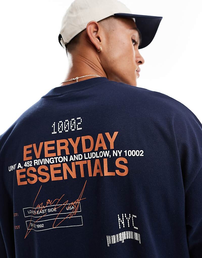 ASOS DESIGN – темно-синяя футболка оверсайз с текстовым принтом на спине
ASOS DESIGN – темно-синяя футболка оверсайз с текстовым принтом на спине