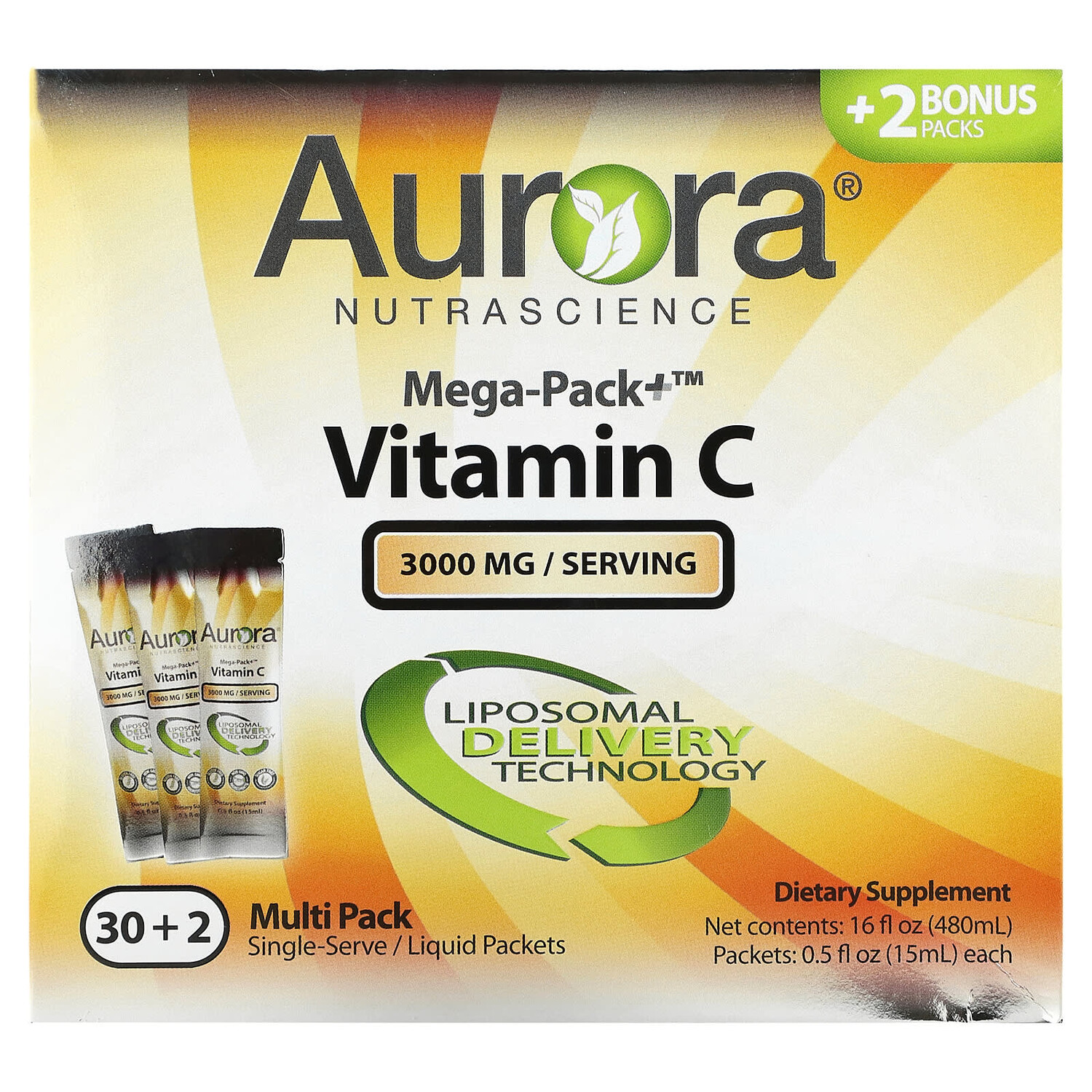 Mega-Pack + витамин C, 3000 мг, 32 упаковки по 15 мл (0,5 жидк. Унции), Aurora Nutrascience
Mega-Pack + витамин C, 3000 мг, 32 упаковки по 15 мл (0,5 жидк. Унции), Aurora Nutrascience
