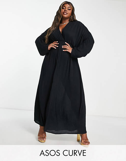 Черное пляжное платье макси с глубоким вырезом и длинными рукавами ASOS DESIGN Curve
Черное пляжное платье макси с глубоким вырезом и длинными рукавами ASOS DESIGN Curve