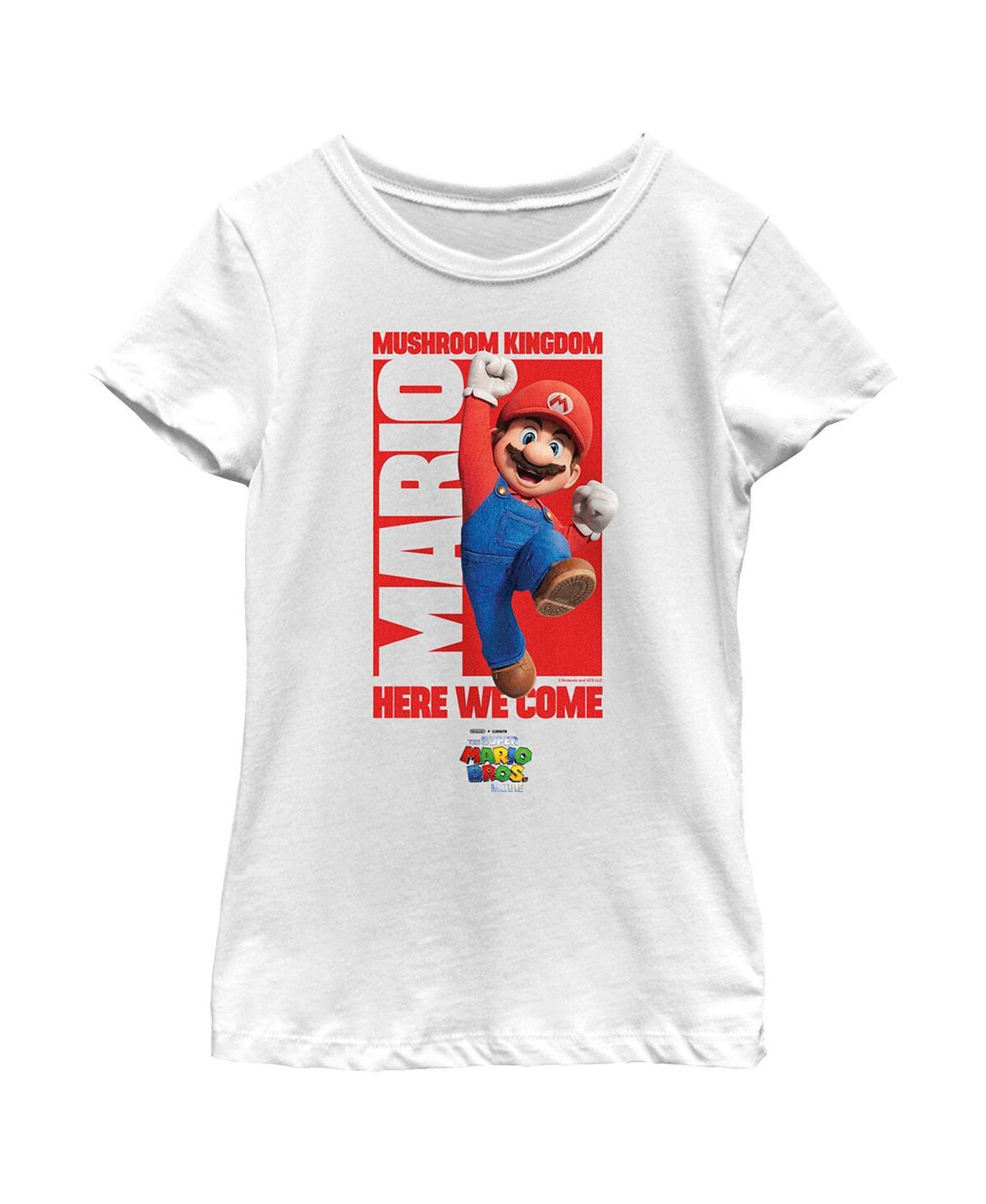 Детская футболка с надписью «The Super Mario Bros. Movie Mario Mushroom Kingdom Here We Come» для девочек Nintendo
Детская футболка с надписью «The Super Mario Bros. Movie Mario Mushroom Kingdom Here We Come» для девочек Nintendo