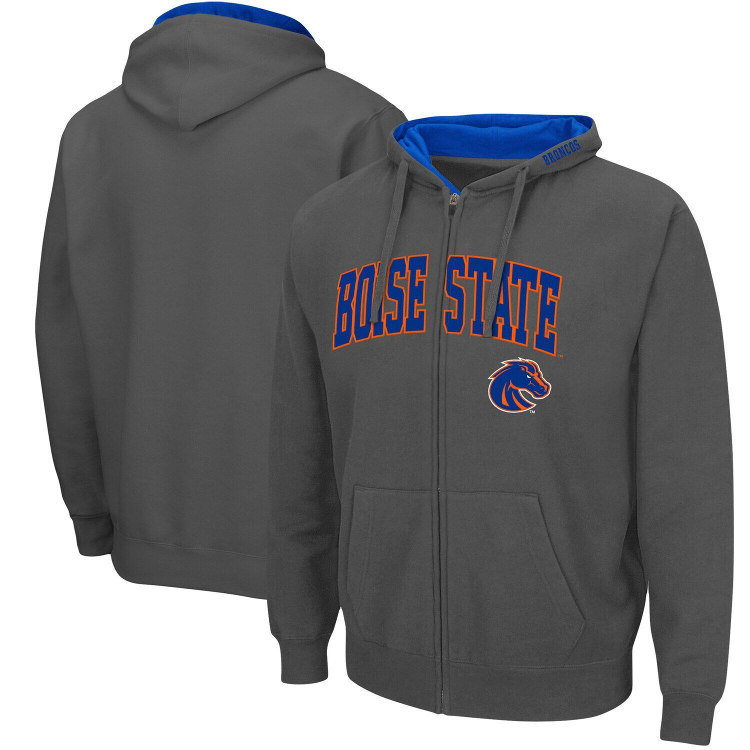 Мужская темно-серая толстовка с молнией во всю длину Boise State Broncos Arch & Logo 3.0 Colosseum
Мужская темно-серая толстовка с молнией во всю длину Boise State Broncos Arch & Logo 3.0 Colosseum