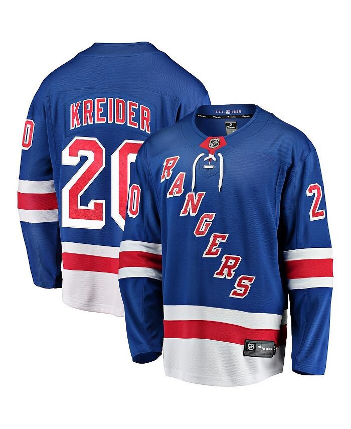 Мужская синяя футболка с логотипом Chris Kreider New York Rangers Home отколовшегося игрока Fanatics, цвет Blue
Мужская синяя футболка с логотипом Chris Kreider New York Rangers Home отколовшегося игрока Fanatics, цвет Blue
