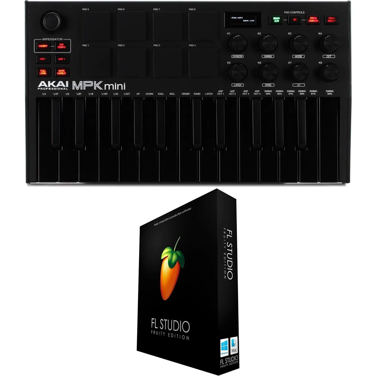 Akai Professional MPK Mini mkII и FL Studio 20 Fruity Edition — ограниченная серия «Черный на черном»
Akai Professional MPK Mini mkII и FL Studio 20 Fruity Edition — ограниченная серия «Черный на черном»