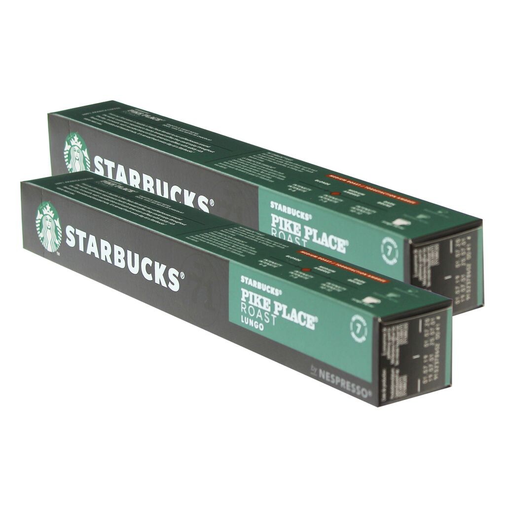 Starbucks Pike Place Roast Coffee, набор из 2 шт., лунго, средней обжарки, обжаренный кофе, совместимость с Nespresso, кофейные капсулы, 20 капсул Nestlé
Starbucks Pike Place Roast Coffee, набор из 2 шт., лунго, средней обжарки, обжаренный кофе, совместимость с Nespresso, кофейные капсулы, 20 капсул Nestlé