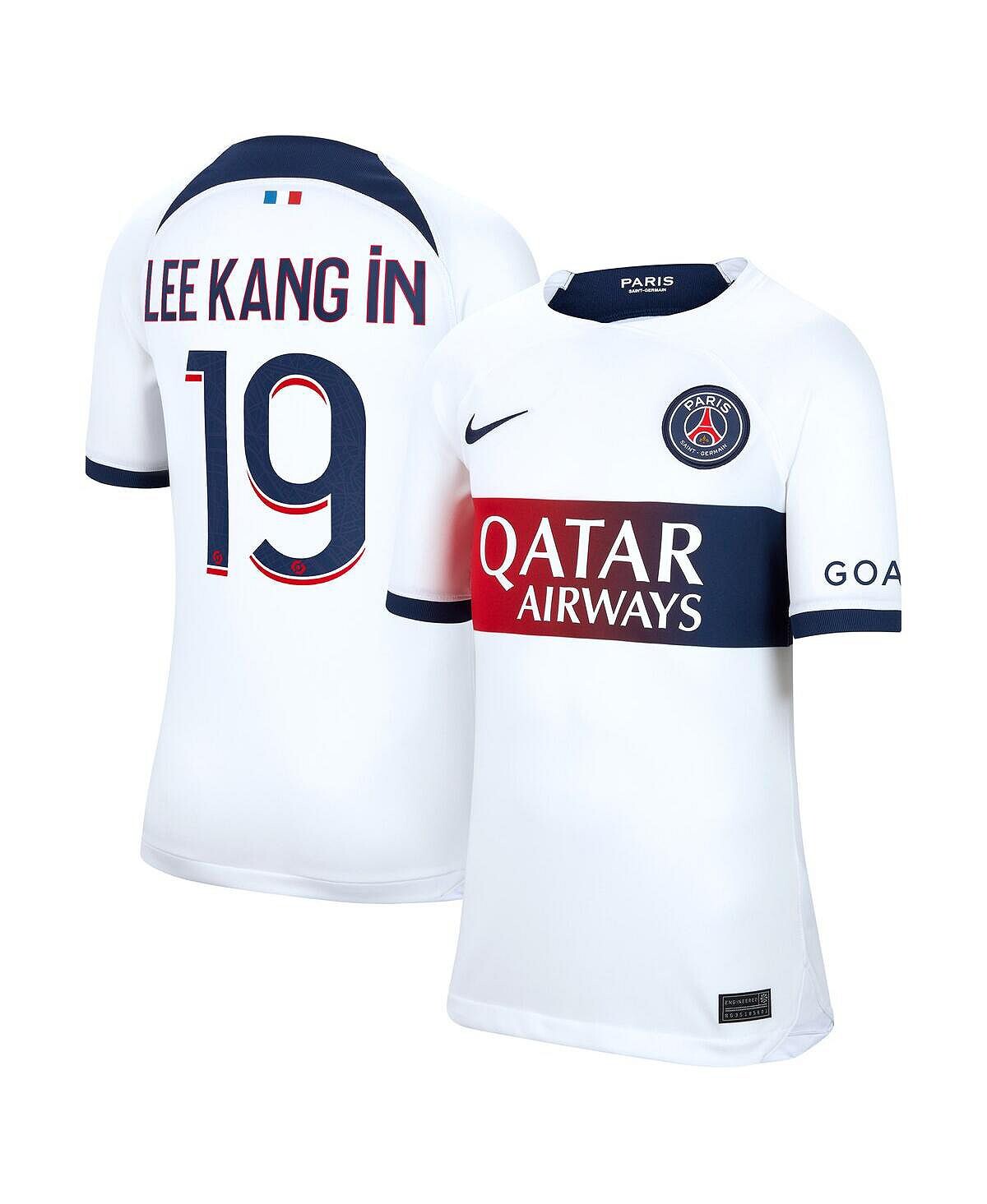Ли Канг Big Boys в белой футболке выездного стадиона Paris Saint-Germain 2023/24, реплика игрока Nike
Ли Канг Big Boys в белой футболке выездного стадиона Paris Saint-Germain 2023/24, реплика игрока Nike
