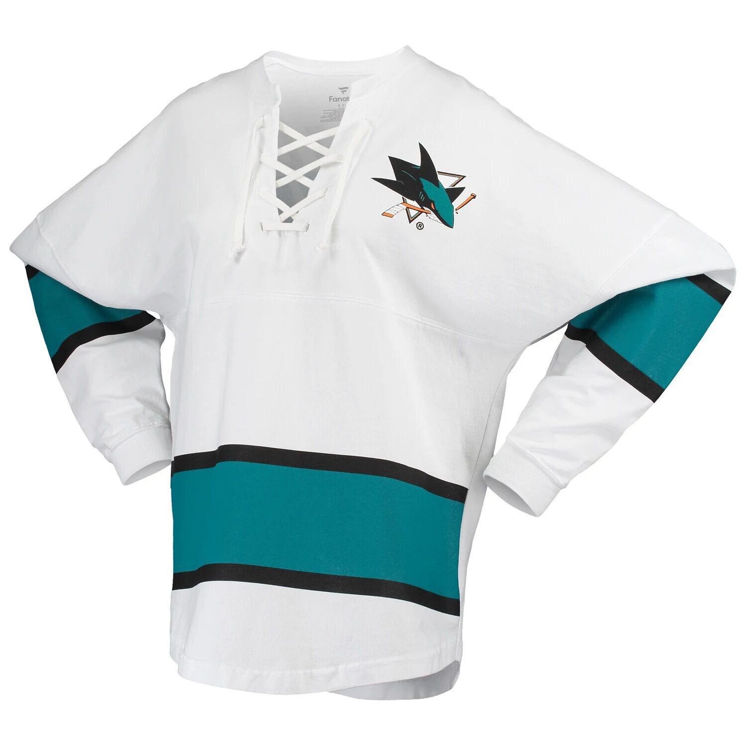 Женская белая футболка из джерси со шнуровкой Fanatics San Jose Sharks с логотипом Fanatics
Женская белая футболка из джерси со шнуровкой Fanatics San Jose Sharks с логотипом Fanatics