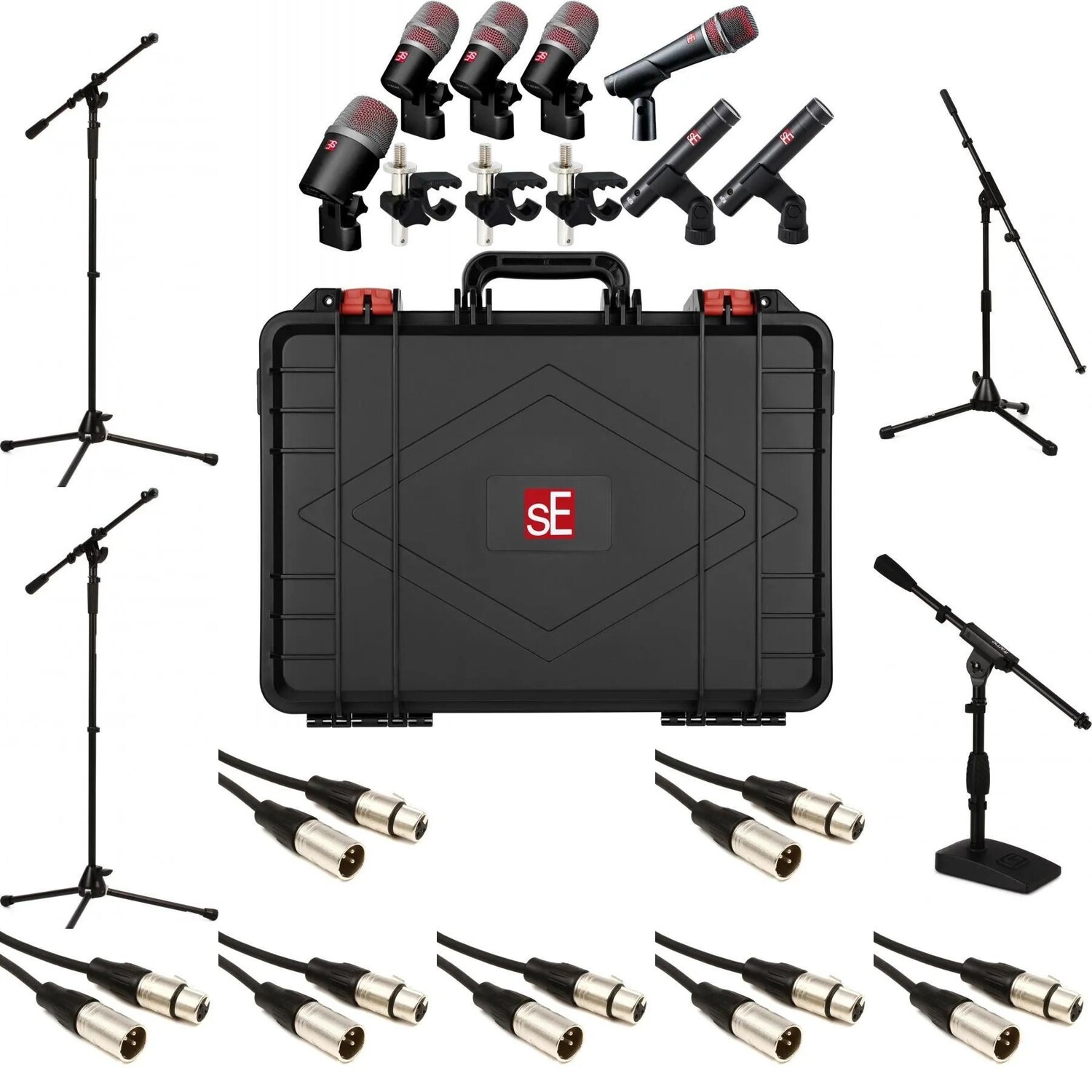 Комплект барабанных микрофонов sE Electronics V Pack Arena со стойками и кабелями
Комплект барабанных микрофонов sE Electronics V Pack Arena со стойками и кабелями