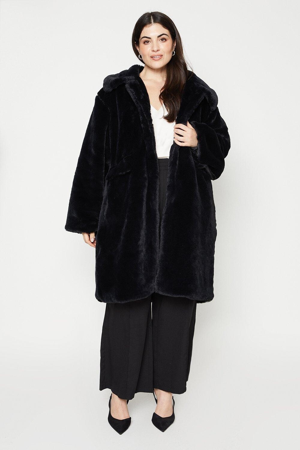 Пальто с удлиненным воротником из искусственного меха Curve Dorothy Perkins, черный
Пальто с удлиненным воротником из искусственного меха Curve Dorothy Perkins, черный