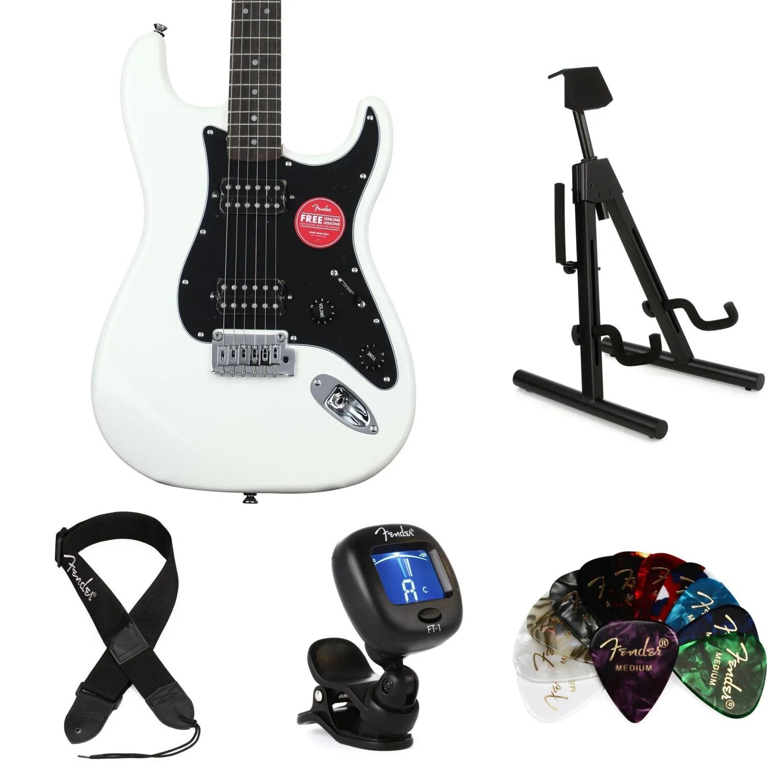 Комплект Squier Affinity Stratocaster HH Essentials — олимпийский белый цвет с лавровой накладкой на гриф
Комплект Squier Affinity Stratocaster HH Essentials — олимпийский белый цвет с лавровой накладкой на гриф
