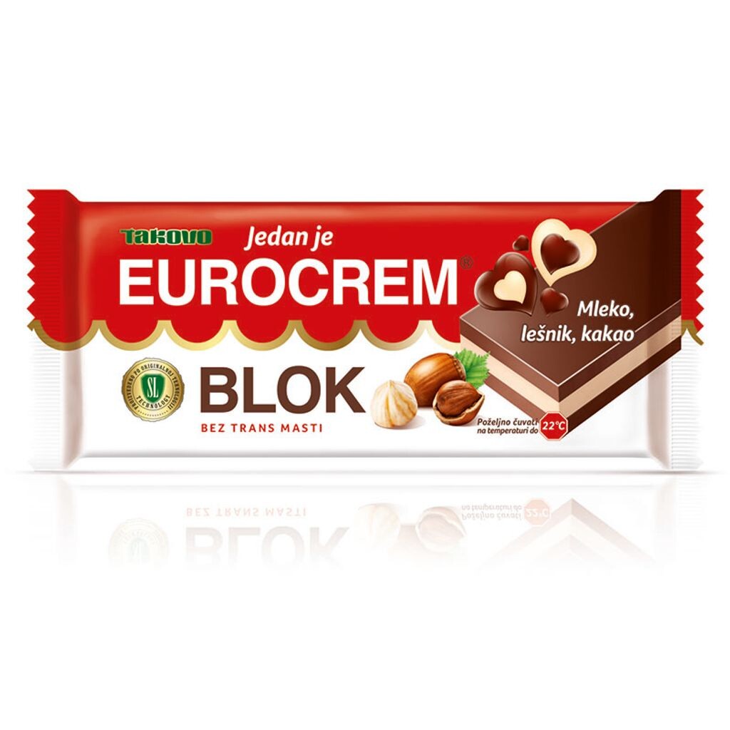Еврокрем "Блок" какао-крем-батончик со вкусом молока и лесного ореха Swisslion D.O.O.
Еврокрем "Блок" какао-крем-батончик со вкусом молока и лесного ореха Swisslion D.O.O.