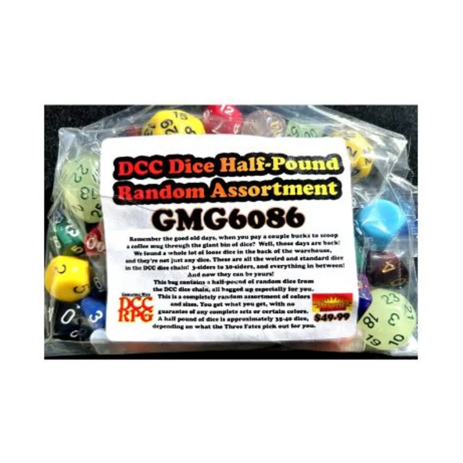 Кости DCC RPG — случайный набор (1/2 фунта), Dungeon Crawl Classics Accessories & Miscellaneous
Кости DCC RPG — случайный набор (1/2 фунта), Dungeon Crawl Classics Accessories & Miscellaneous