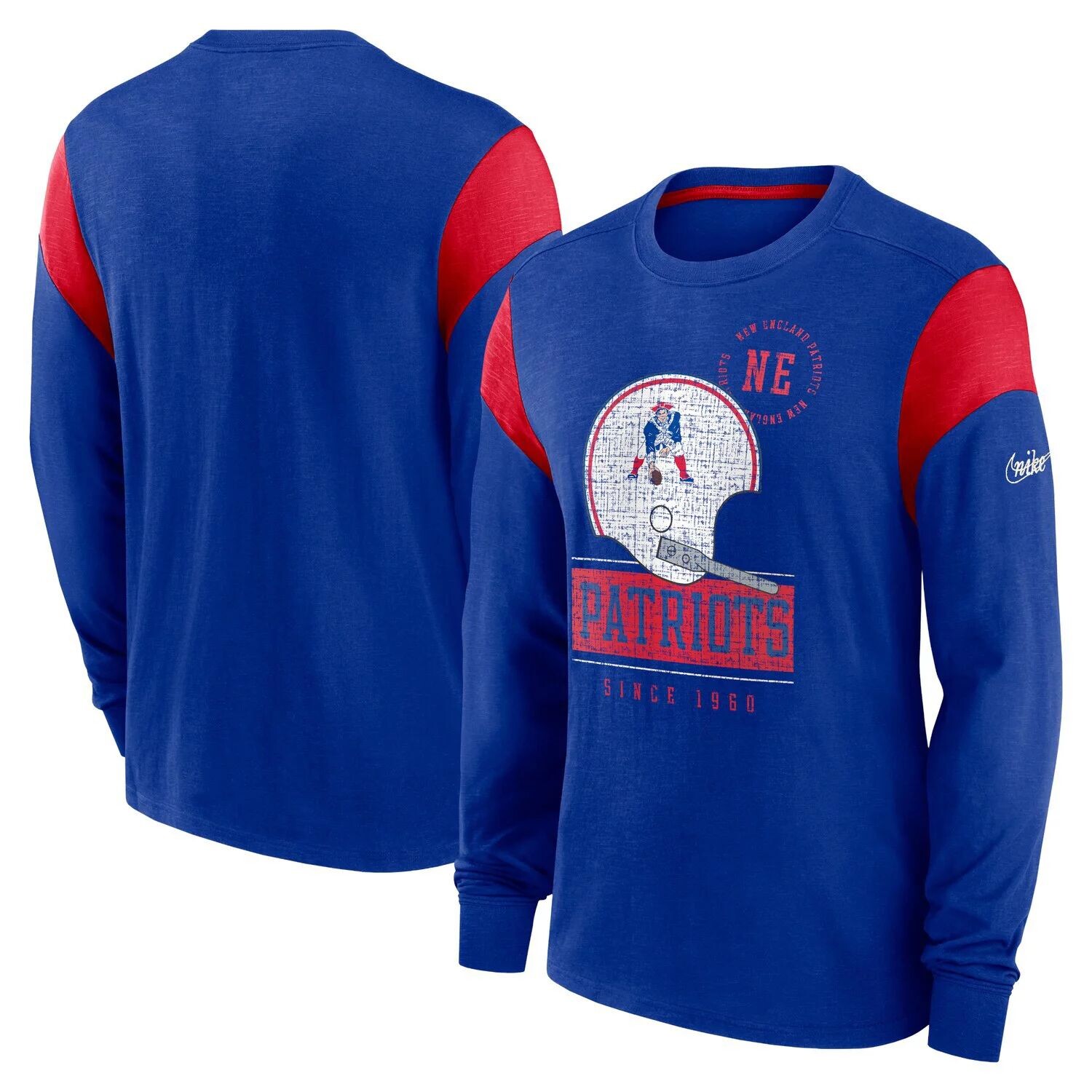 Мужская футболка с длинными рукавами и защитным шлемом Royal New England Patriots Slub Rewind Playback Nike
Мужская футболка с длинными рукавами и защитным шлемом Royal New England Patriots Slub Rewind Playback Nike