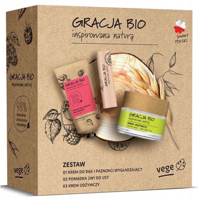 Набор косметики Set Bio Crema de manos + crema de rostro + bálsamo labial Gracja Bio, 3 unidades
Набор косметики Set Bio Crema de manos + crema de rostro + bálsamo labial Gracja Bio, 3 unidades