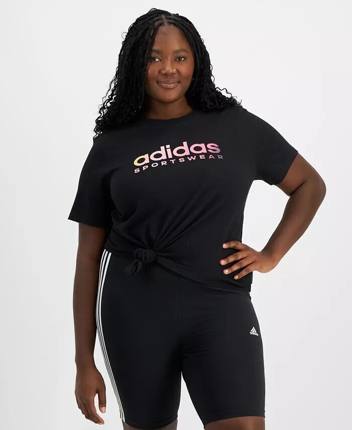 Хлопковая футболка больших размеров с графическим линейным логотипом adidas, черный
Хлопковая футболка больших размеров с графическим линейным логотипом adidas, черный