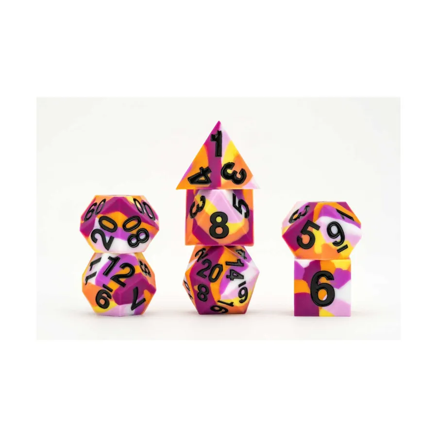 Набор резиновых кубиков Poly — лесбийский флаг с черным (7), Silicone Rubber Dice (Metallic Dice Games)
Набор резиновых кубиков Poly — лесбийский флаг с черным (7), Silicone Rubber Dice (Metallic Dice Games)