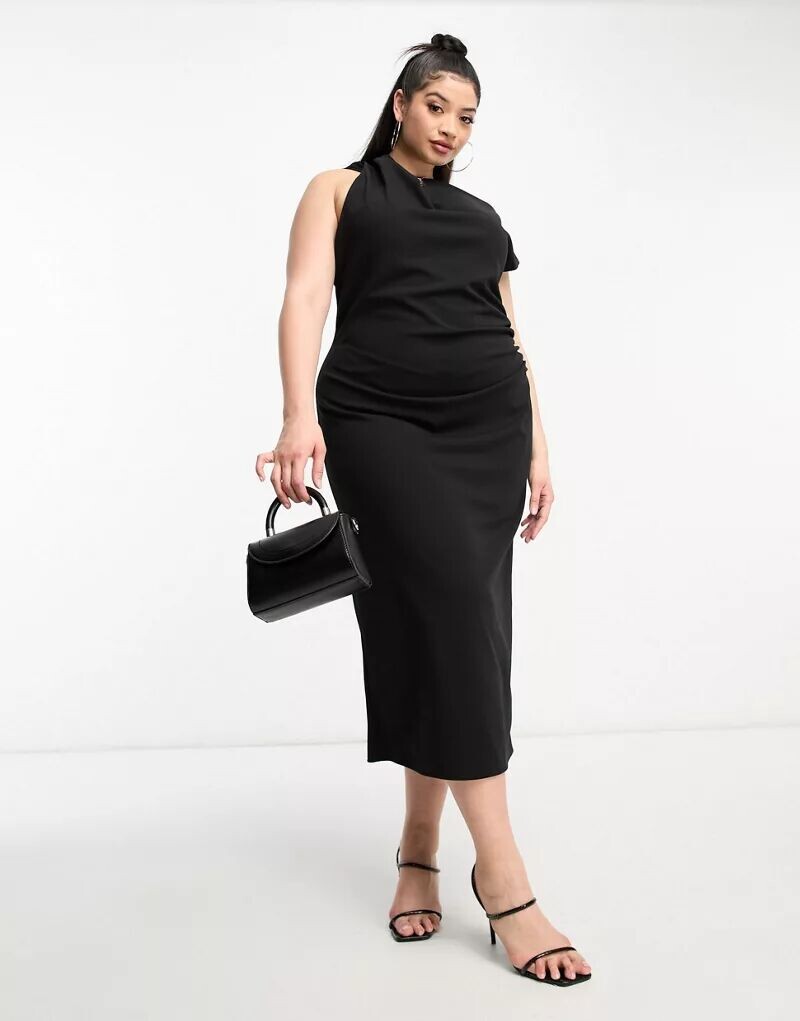 Черное платье миди с высоким воротником и присборенными плечами ASOS DESIGN Curve
Черное платье миди с высоким воротником и присборенными плечами ASOS DESIGN Curve