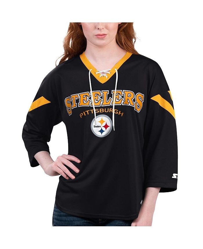 Черная женская футболка Pittsburgh Steelers Rally на шнуровке с рукавами 3/4 Starter, черный
Черная женская футболка Pittsburgh Steelers Rally на шнуровке с рукавами 3/4 Starter, черный