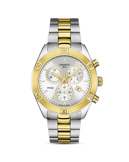 PR 100 Sport Chic, двухцветный браслет-хронограф с звеньями, 38 мм Tissot, цвет Multi
PR 100 Sport Chic, двухцветный браслет-хронограф с звеньями, 38 мм Tissot, цвет Multi