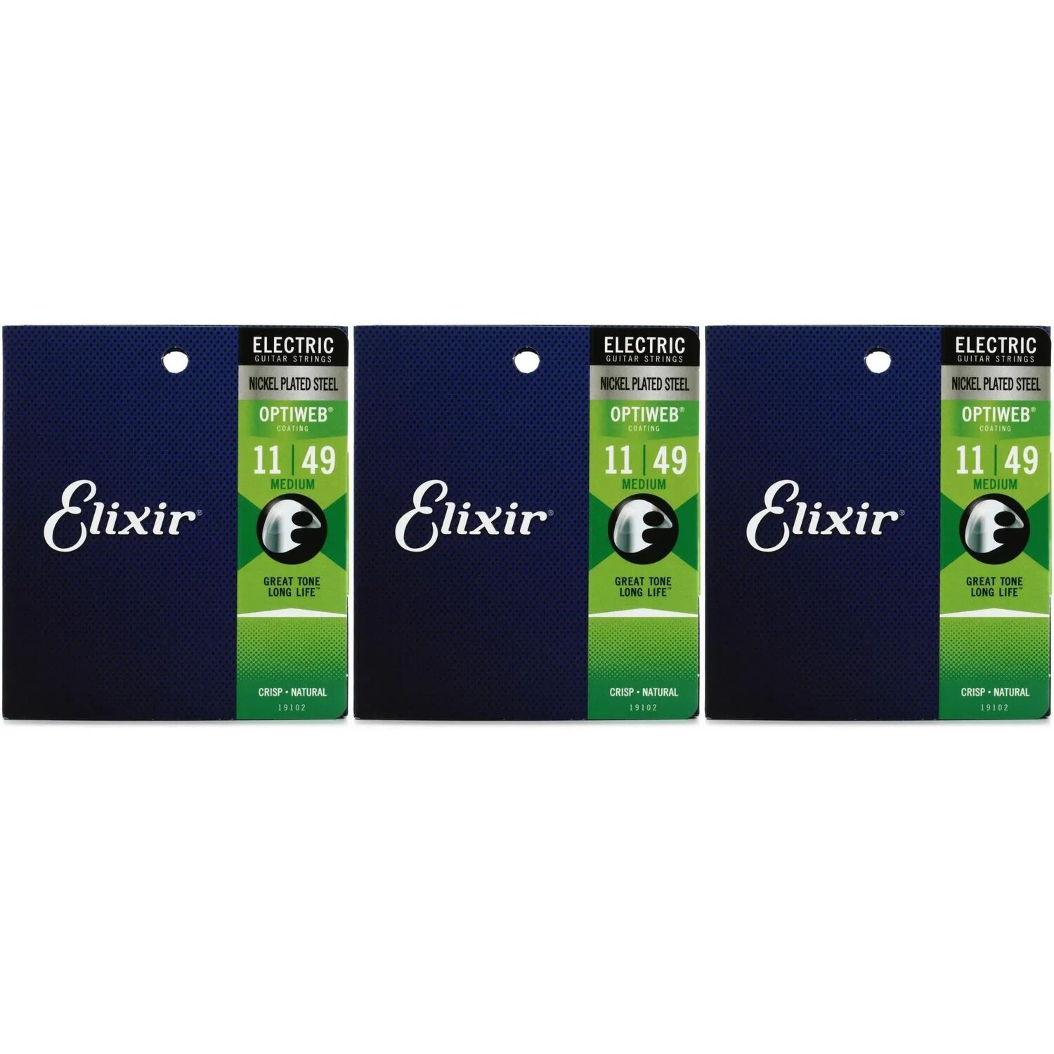 Elixir Strings 19102 Optiweb Струны для электрогитары — .011-.049, средние (3 шт.)
Elixir Strings 19102 Optiweb Струны для электрогитары — .011-.049, средние (3 шт.)
