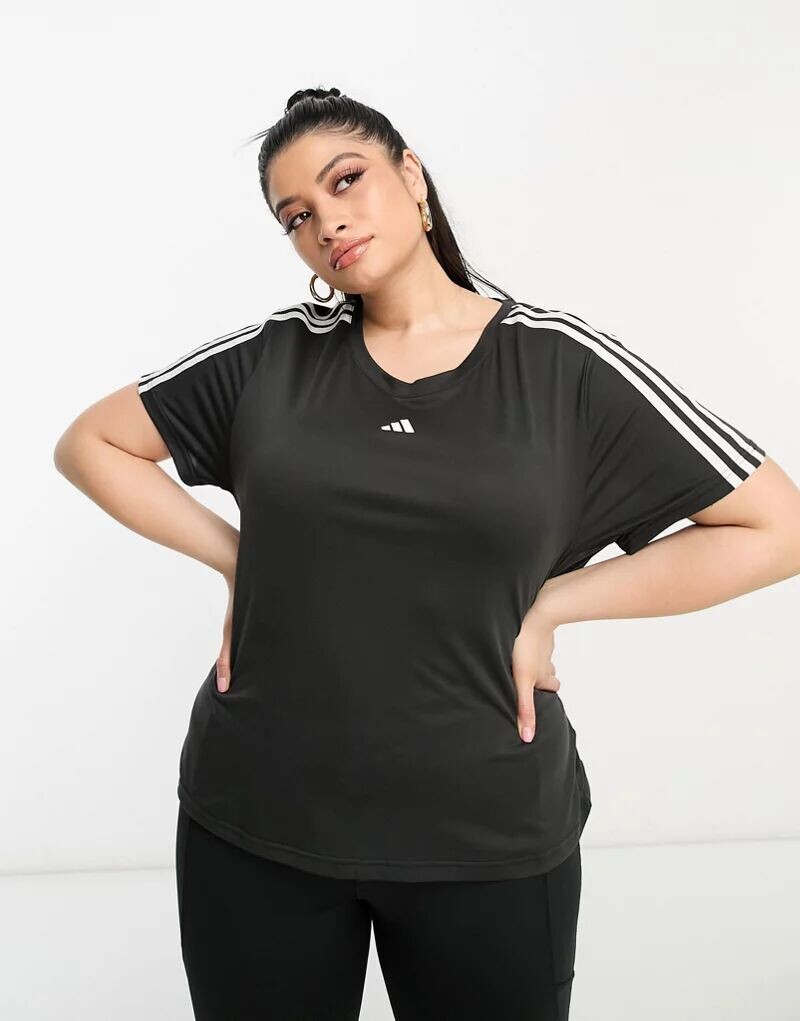 Черная футболка с 3 полосками adidas Training Plus Train Essentials adidas performance
Черная футболка с 3 полосками adidas Training Plus Train Essentials adidas performance