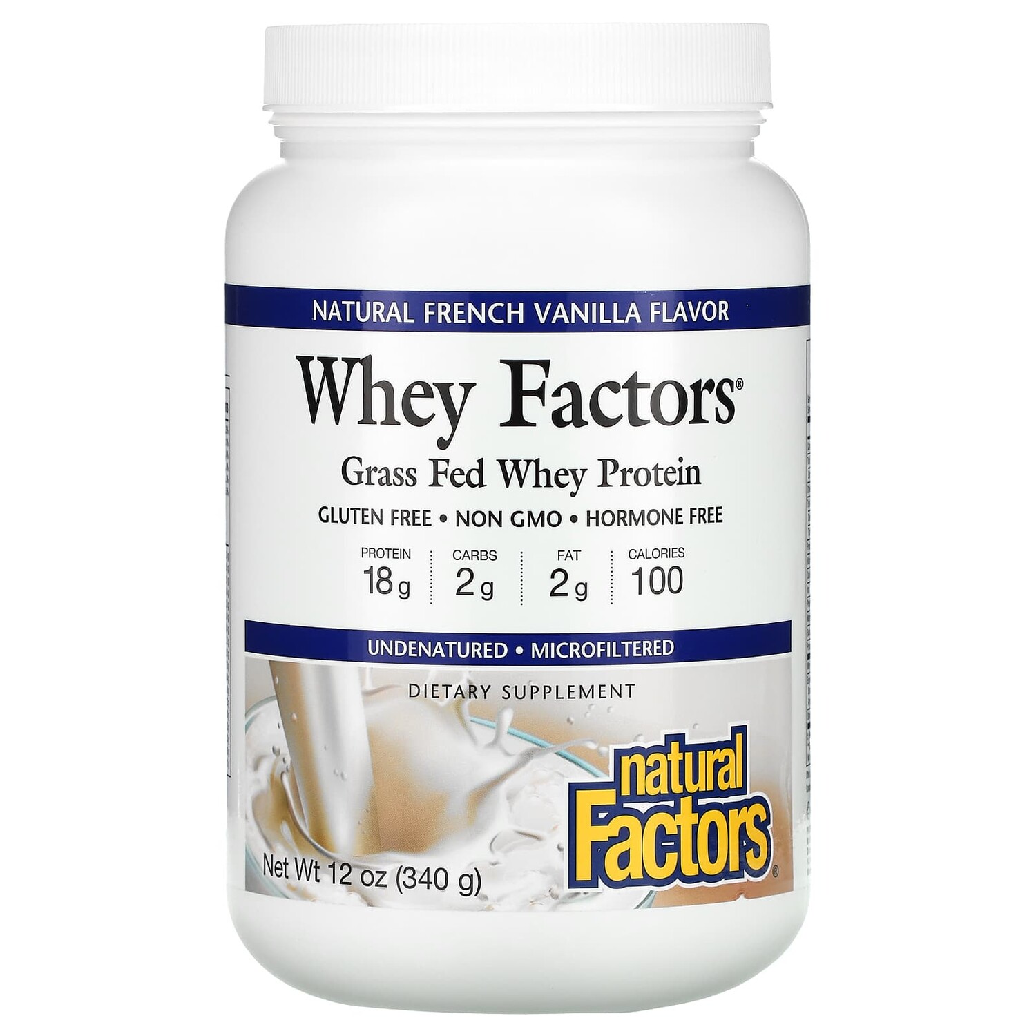 Whey Factors, сывороточный протеин травяного откорма, натуральная французская ваниль, 340 г (12 унций), Natural Factors
Whey Factors, сывороточный протеин травяного откорма, натуральная французская ваниль, 340 г (12 унций), Natural Factors