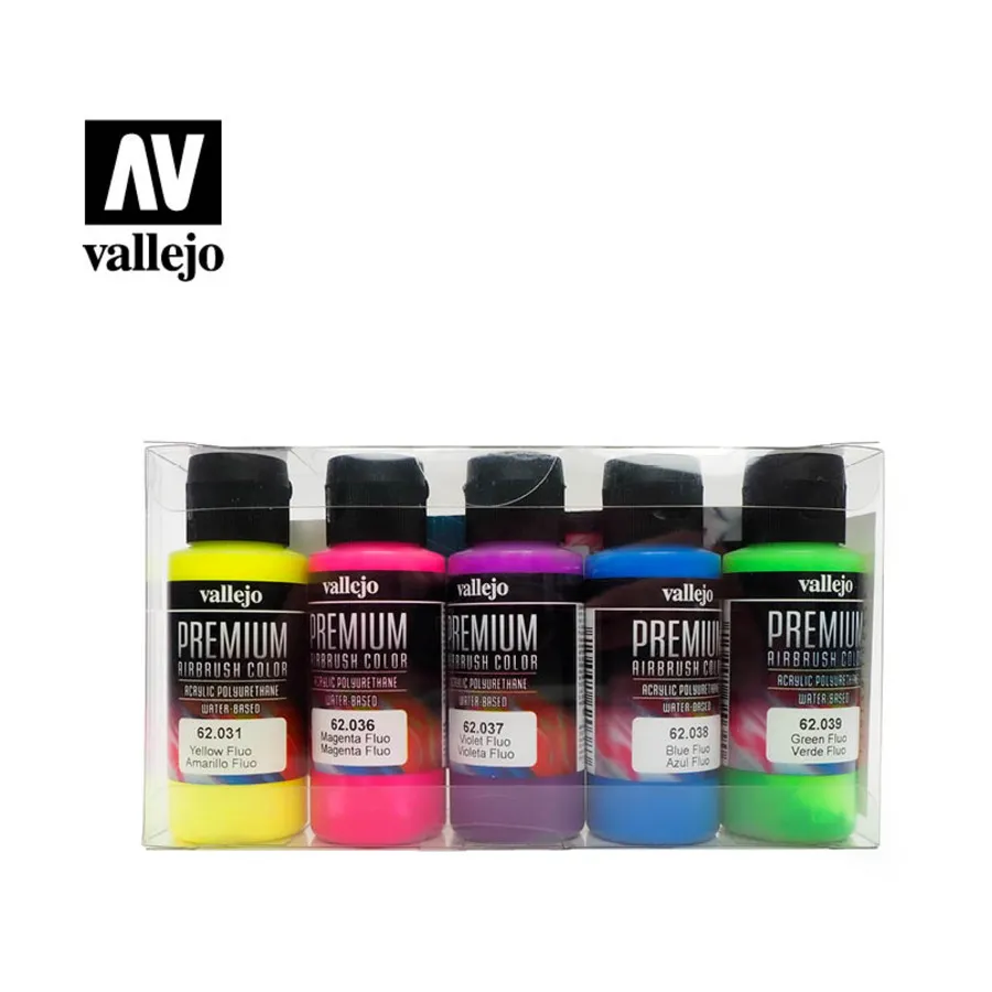 Набор красок для аэрографа премиум-класса — флуоресцентные цвета, Airbrush Paint Sets (Vallejo)
Набор красок для аэрографа премиум-класса — флуоресцентные цвета, Airbrush Paint Sets (Vallejo)